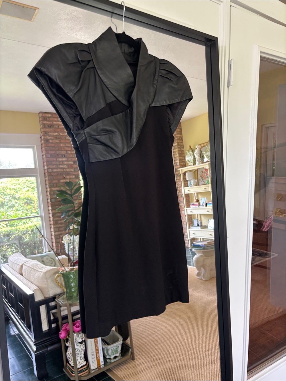 L.A.M.B. Black Mini Dress with Faux Leather Collar